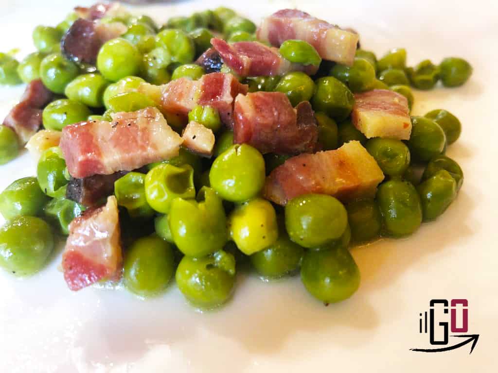 Piselli Novelli con Pancetta tesa al Pepe