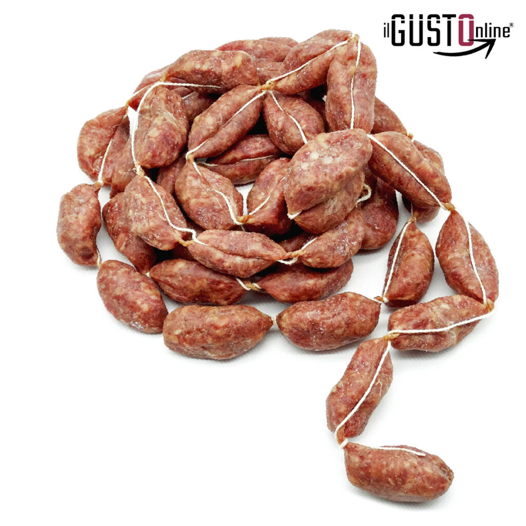 Salsiccette Stagionate di Suino dei Castelli Romani, piccoli bocconcini di salume artigianale perfetti per taglieri, aperitivi e pinsa romana calda.